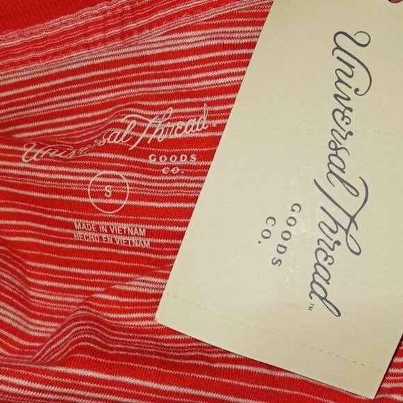 Universal Thread Womens S Red Striped V Neck Short Sleeve T Shirt Casual Top - Picture 6 of 8